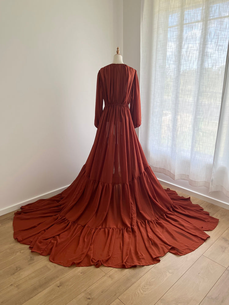 Pre-order Everly Robe / Wrap Dress in rust